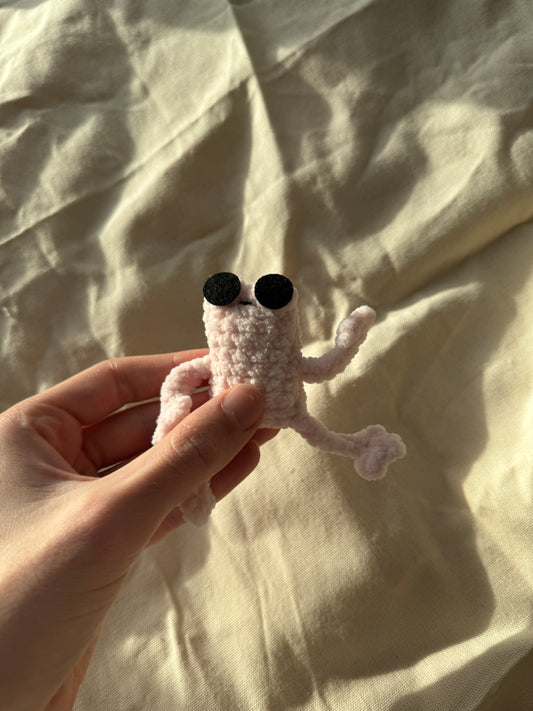 Handmade mini leggy frog plushie