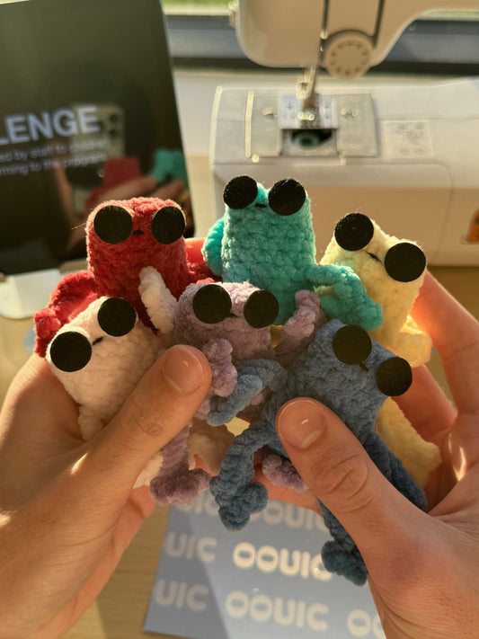 Handmade mini leggy frog plushie