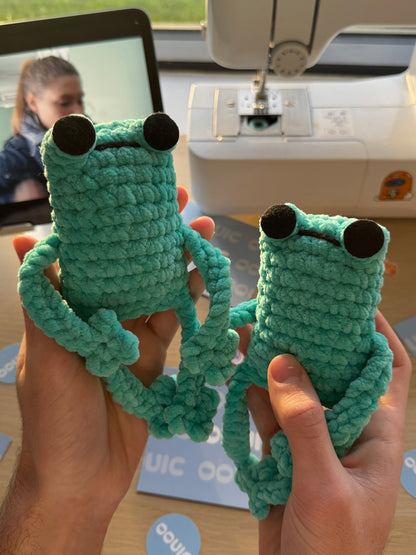 Handmade jumbo leggy frog plushie