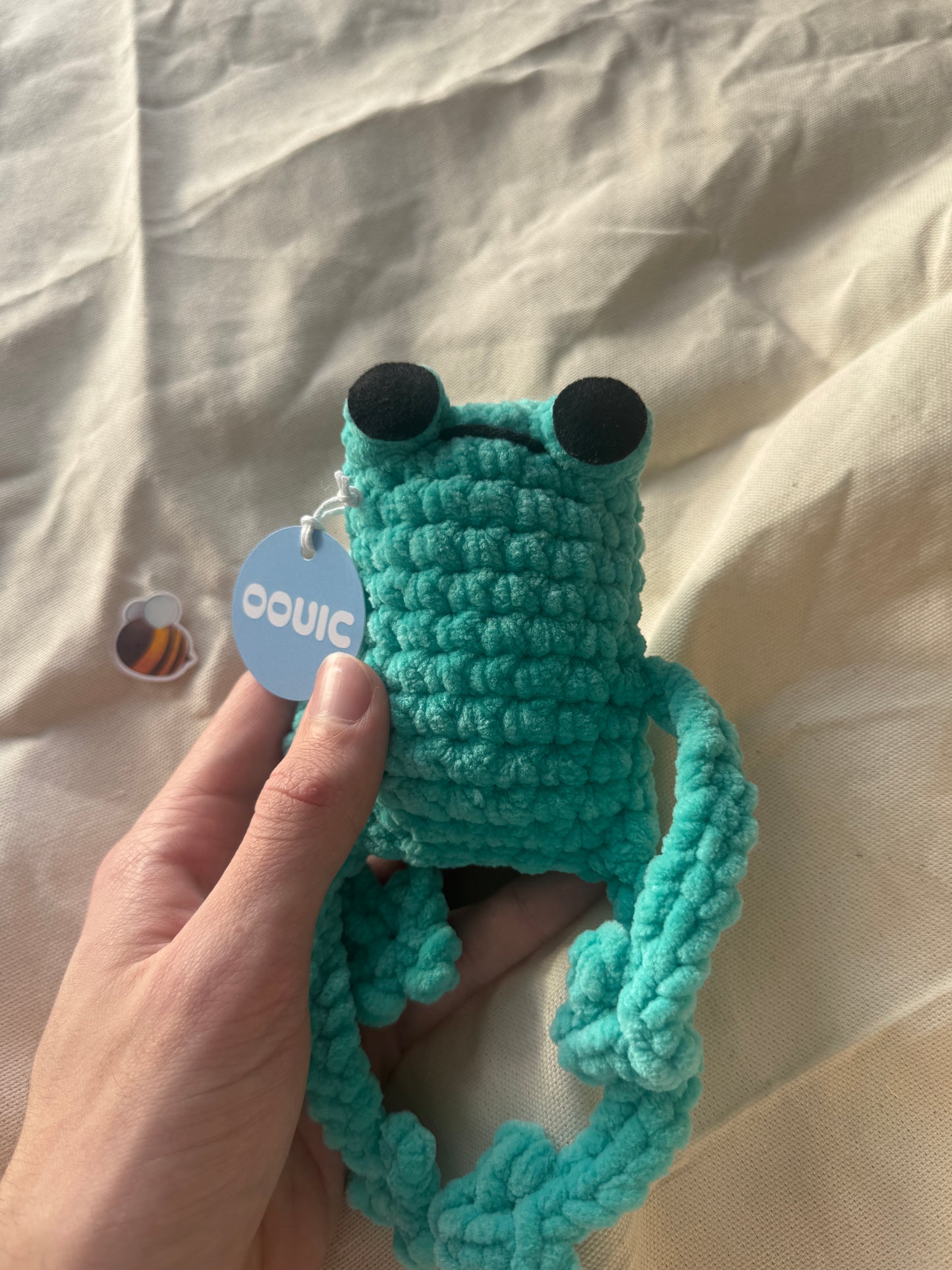 Handmade jumbo leggy frog plushie