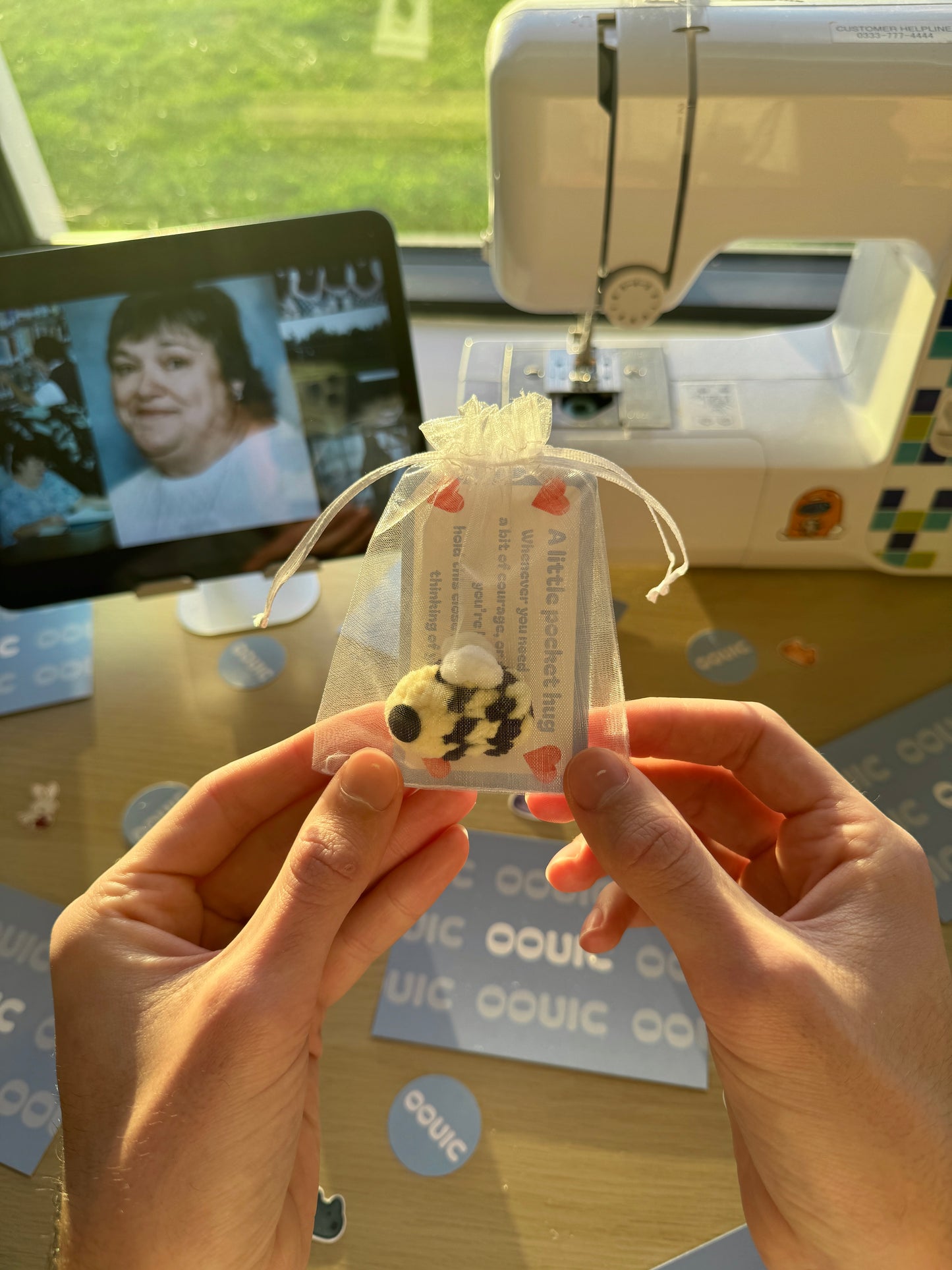 Handmade bee pocket hug