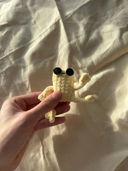 Handmade mini leggy frog plushie