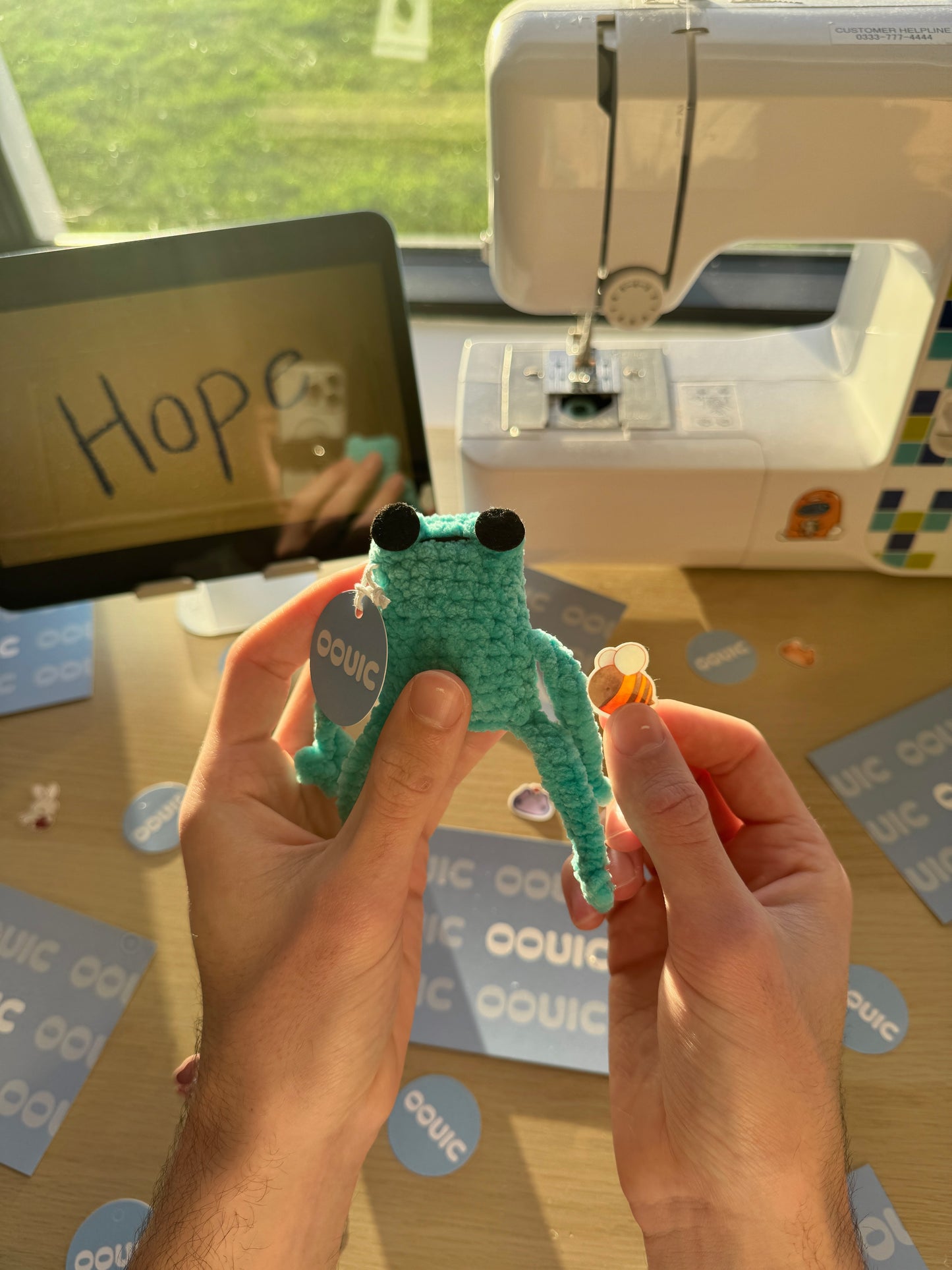 Handmade leggy frog plushie