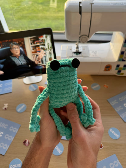 Handmade jumbo leggy frog plushie