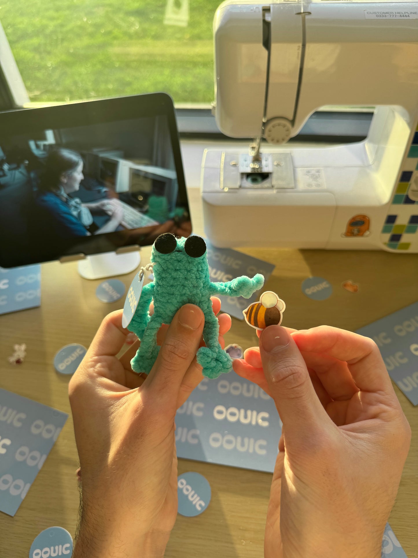 Handmade mini leggy frog plushie