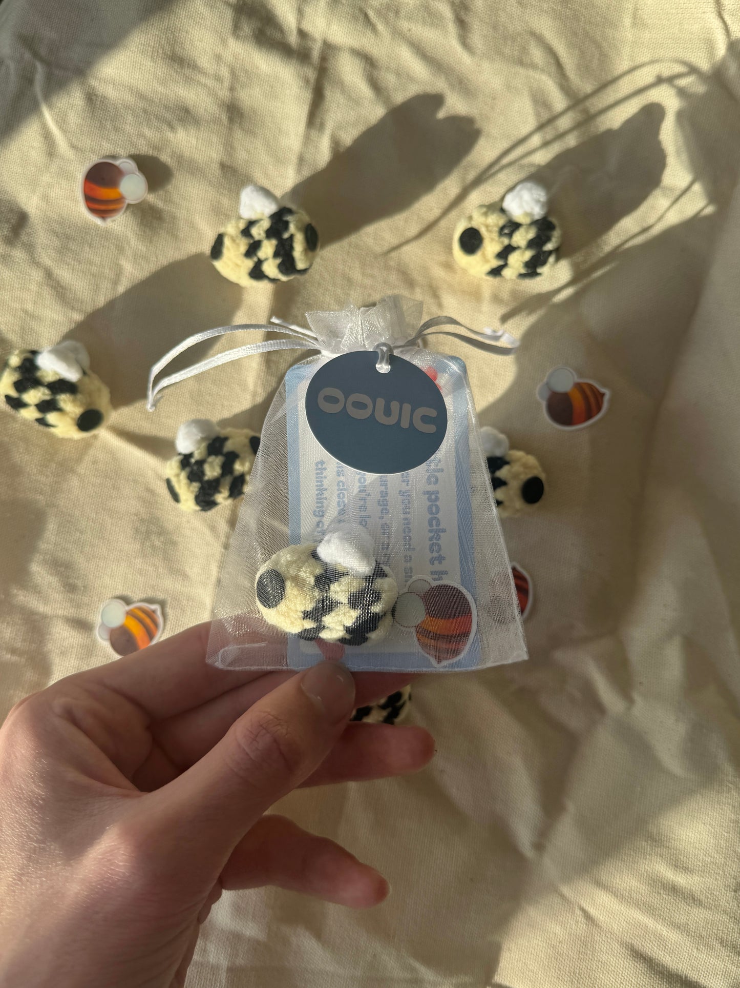 Handmade bee pocket hug