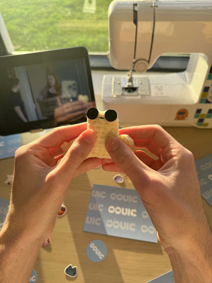 Handmade mini leggy frog plushie