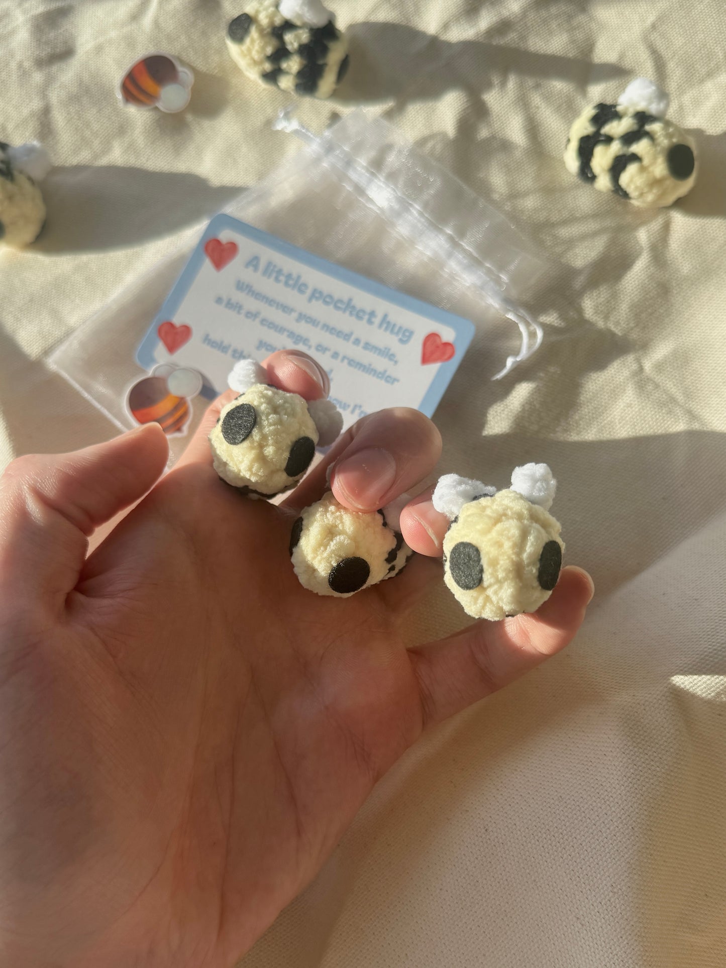 Handmade bee pocket hug