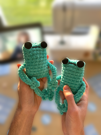 Handmade jumbo leggy frog plushie