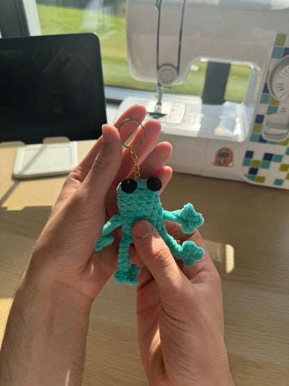Handmade mini crochet leggy frog plushie