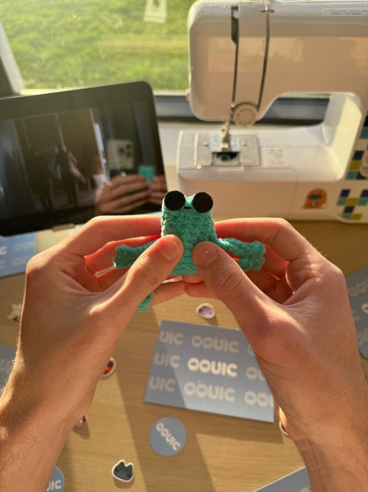 Handmade mini leggy frog plushie