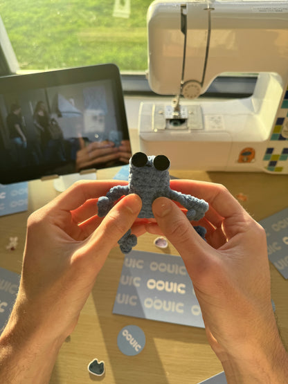 Handmade mini leggy frog plushie