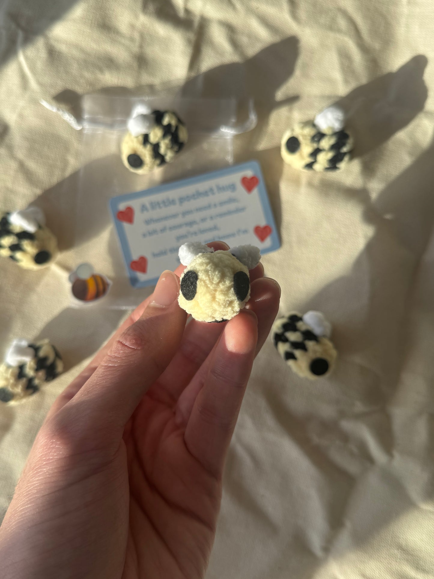 Handmade bee pocket hug