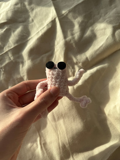 Handmade mini leggy frog plushie