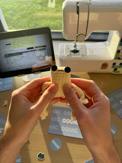 Handmade leggy frog plushie
