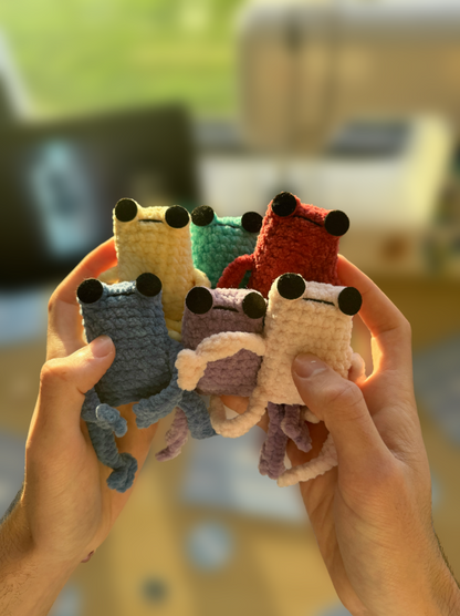 Handmade leggy frog plushie