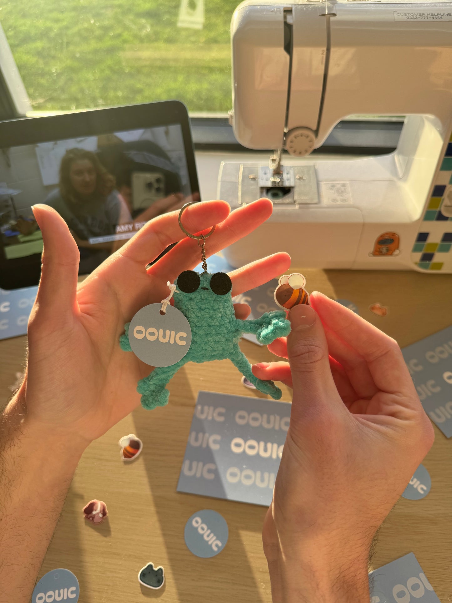 Handmade mini leggy frog plushie