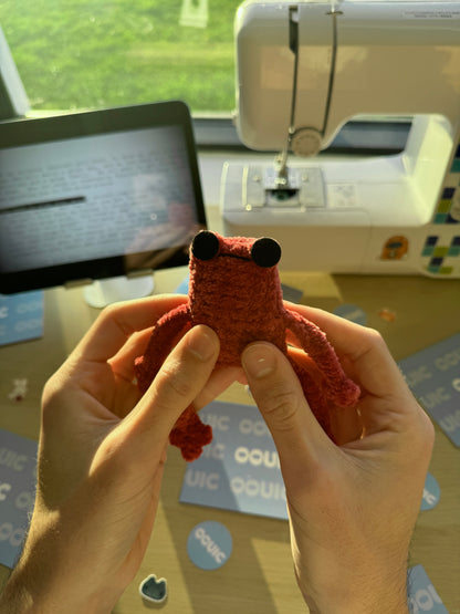 Handmade leggy frog plushie