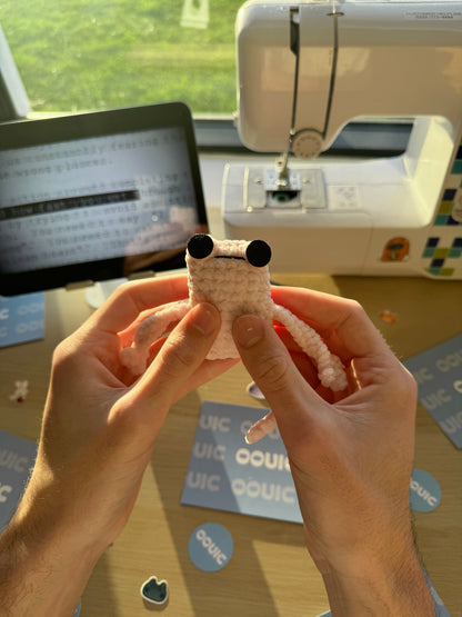 Handmade leggy frog plushie