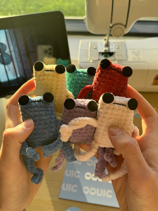 Handmade leggy frog plushie