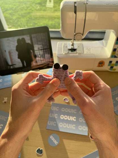 Handmade mini leggy frog plushie