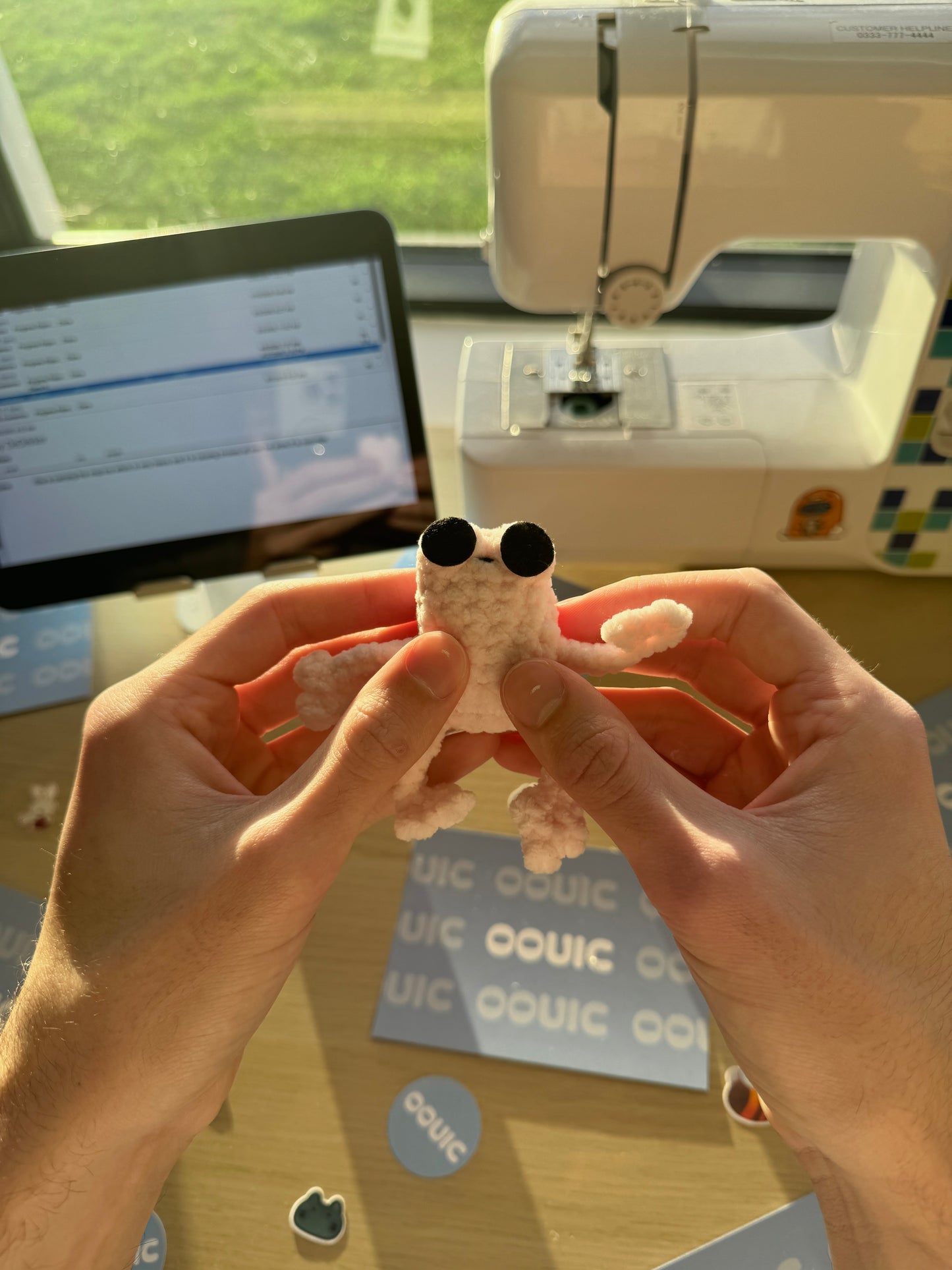 Handmade mini leggy frog plushie