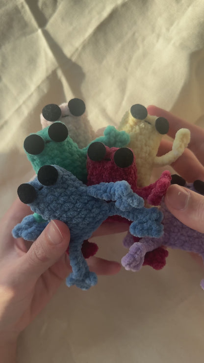 Handmade mini leggy frog plushie